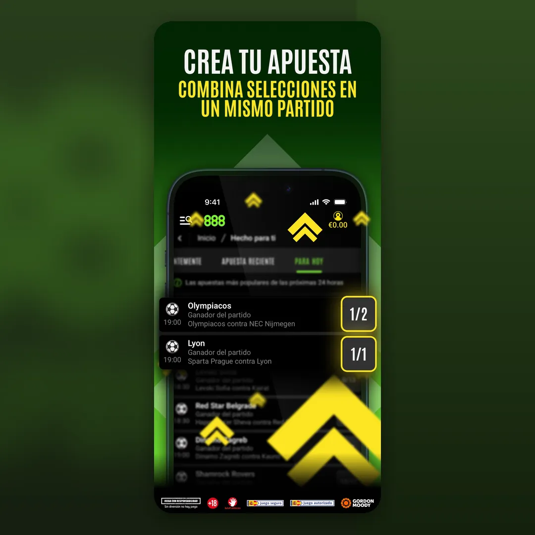 Captura oficial de la app de 888sport