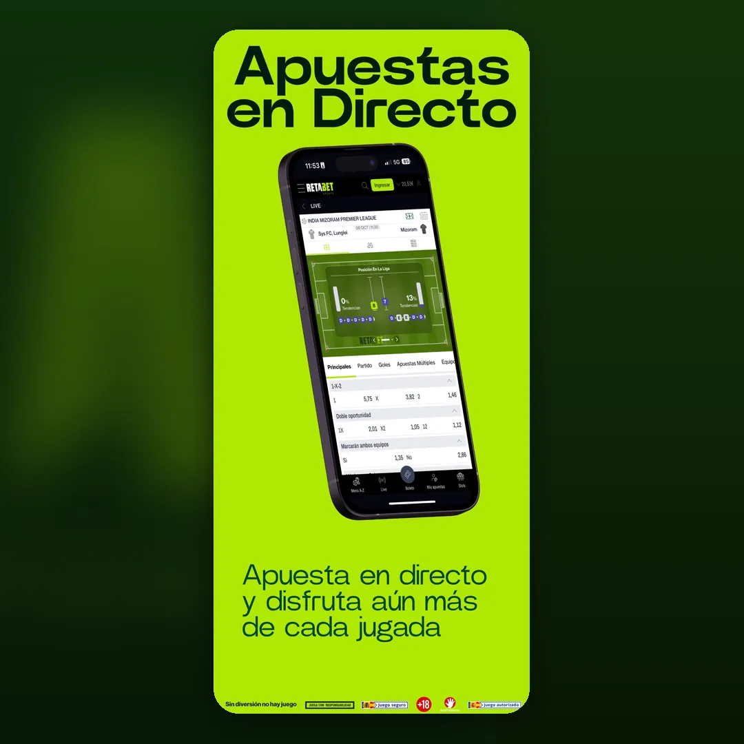 Captura oficial de la app de Retabet
