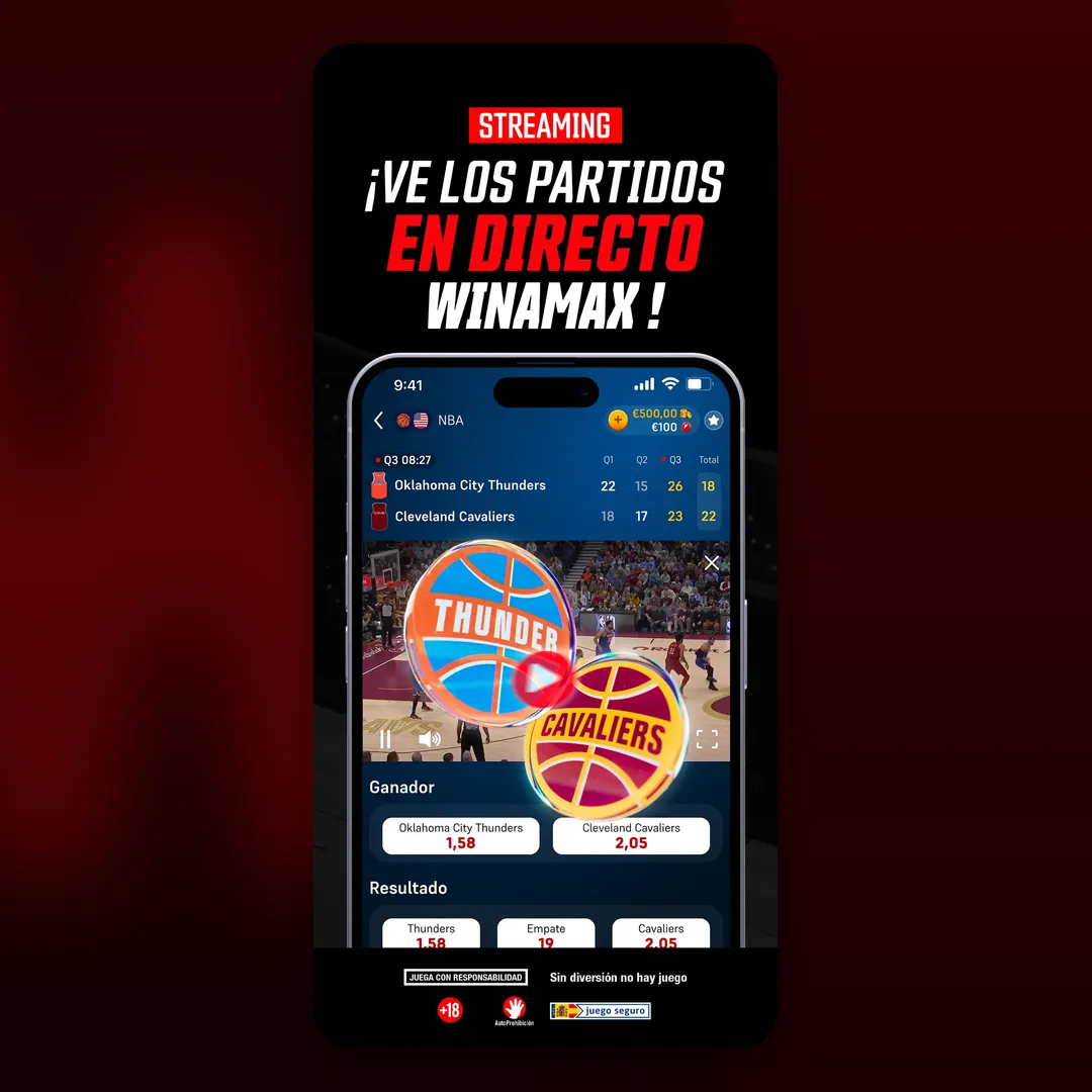 Captura oficial de la app de Winamax